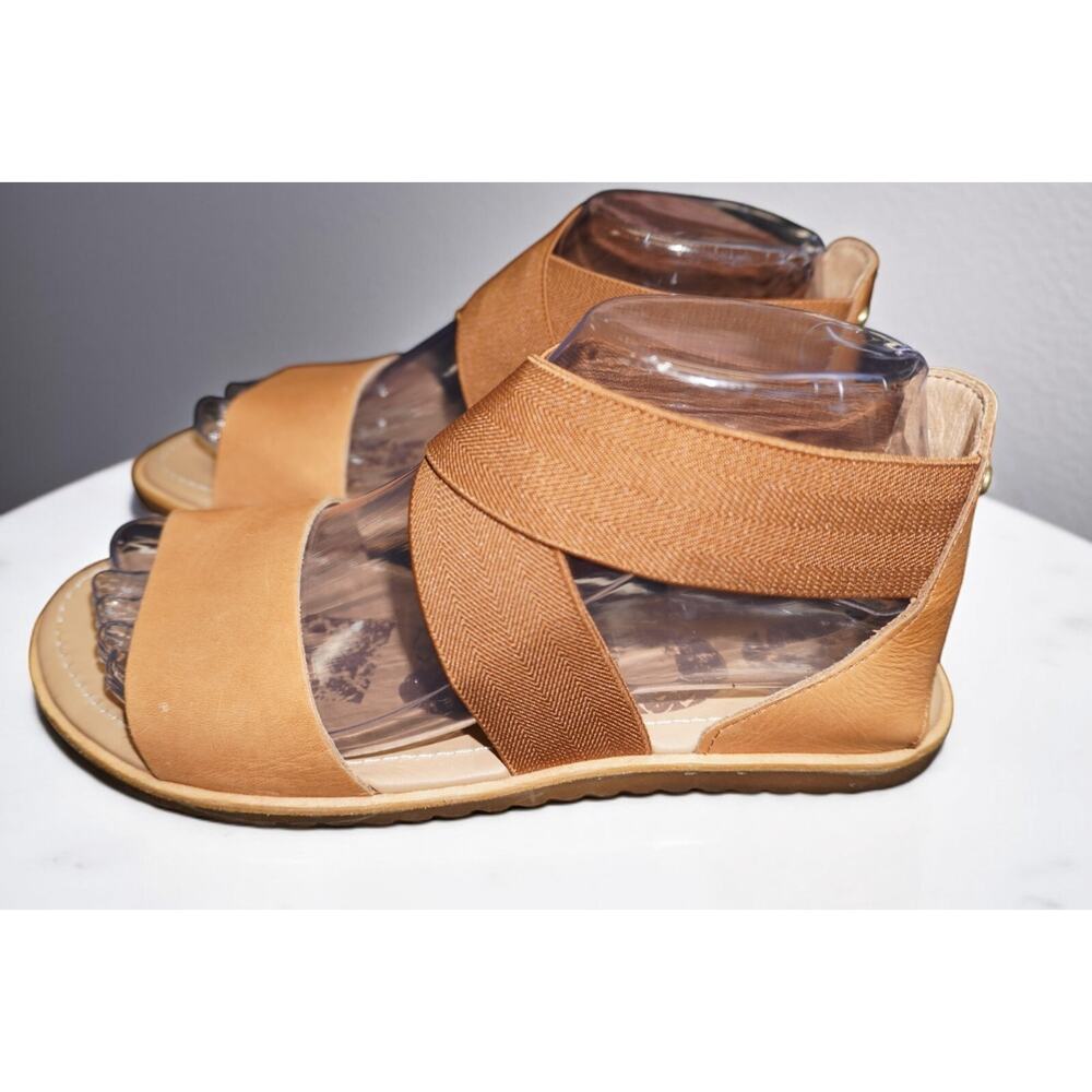 Sorel Ella Crisscross Leather Sandals Camel Brown Women 7.5 - Picture 2 of 13